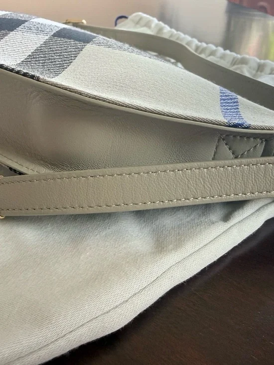 Burberry Black & Cream Check Canvas Crossbody Bag with Blue Accent - Picture 7 of 14